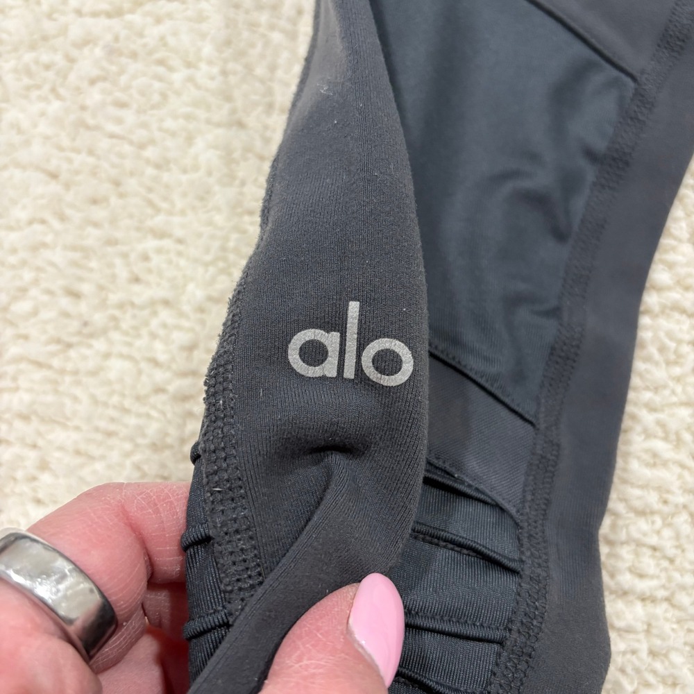 Alo Yoga High Waist Moto Legging Size XS Anthracite Grey Paneled Stretch - Picture 3 of 6